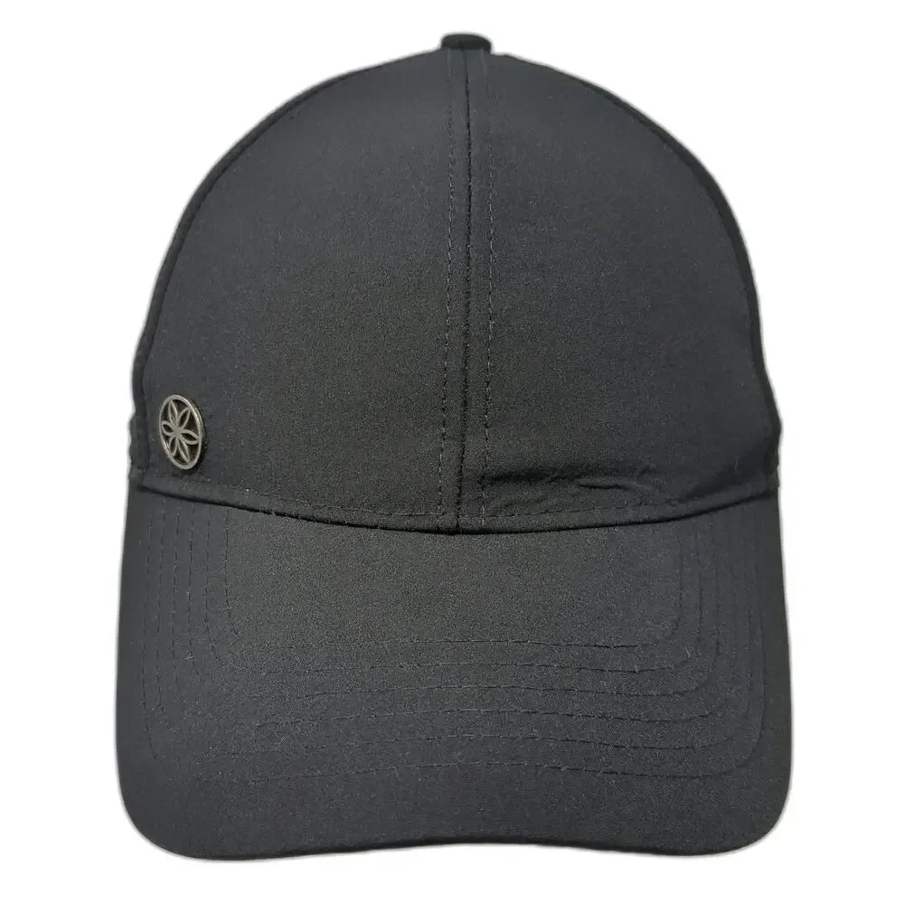Athleta Baseball Cap Black One Size Hat Performance Laser Cut Strapback Floral